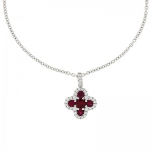 18K Diamond and Ruby Pendant Necklace